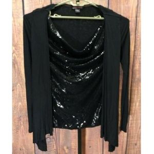 NWT Rock & Roll Cowgirl Layered Large Black Sequin